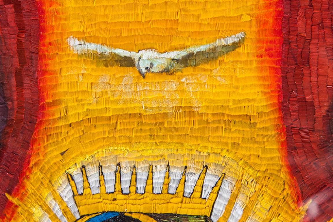 29'' Virgen de Guadalupe Marco Taraceado / Mexican Folk Art Featherwork Frame 1