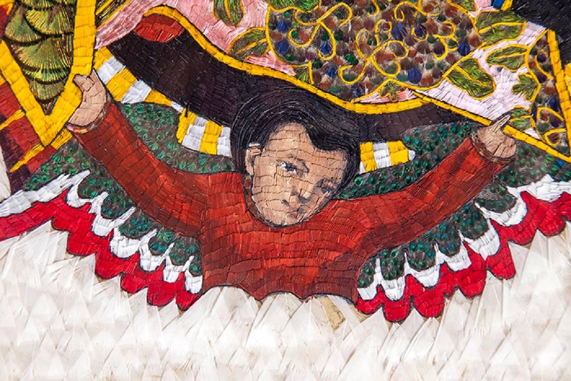 29'' Virgen de Guadalupe Marco Taraceado / Mexican Folk Art Featherwork Frame 7
