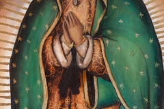 Virgen de Guadalupe Tradicional / Cadre de peinture à l'huile mexicain d'art populaire:: 39''