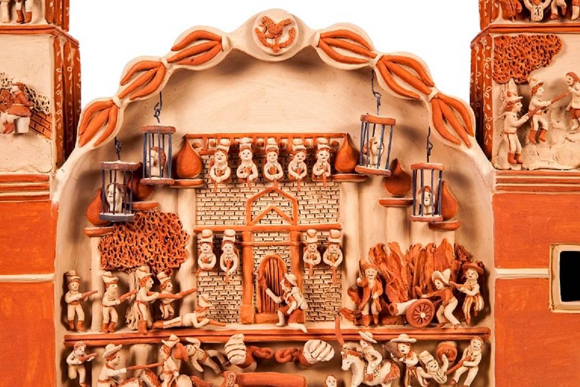 17'' Iglesia Independencia de Mexico / Ceramics Mexican Folk Art Clay 2