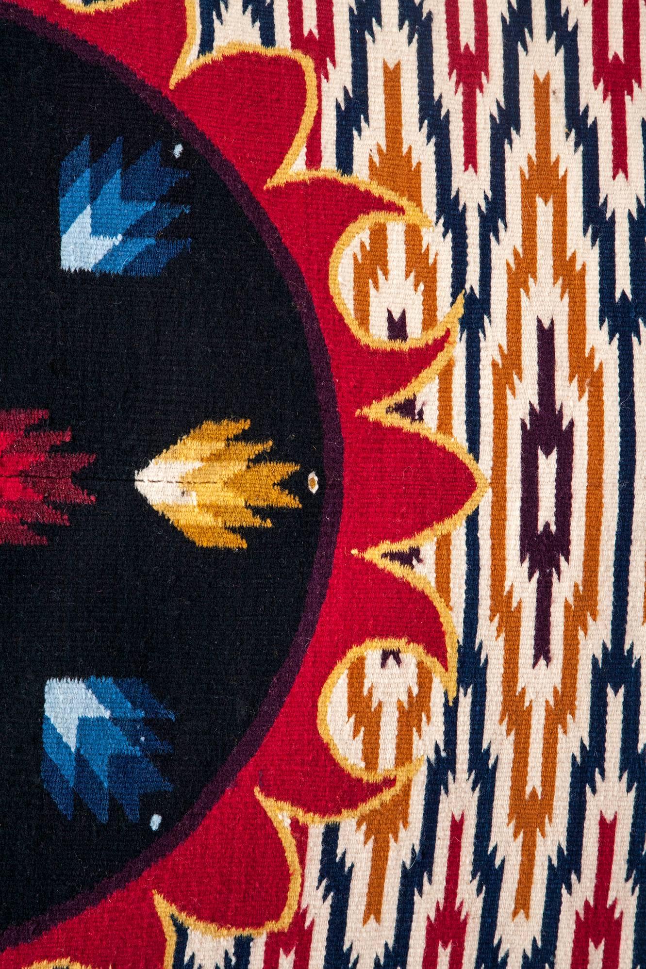 El Sol / Textiles Mexican Folk Art Rug For Sale 2