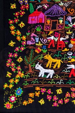 Vida en el Rancho / Textiles Mexican Folk Art Embroidery Frame