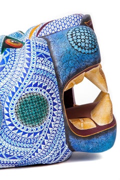Mascara Jaguar Balam Jade / Wood carving Alebrije Mexican Folk Art Sculpture
