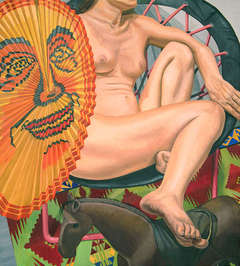 Model with Japanese Lantern and Folk Art Horse