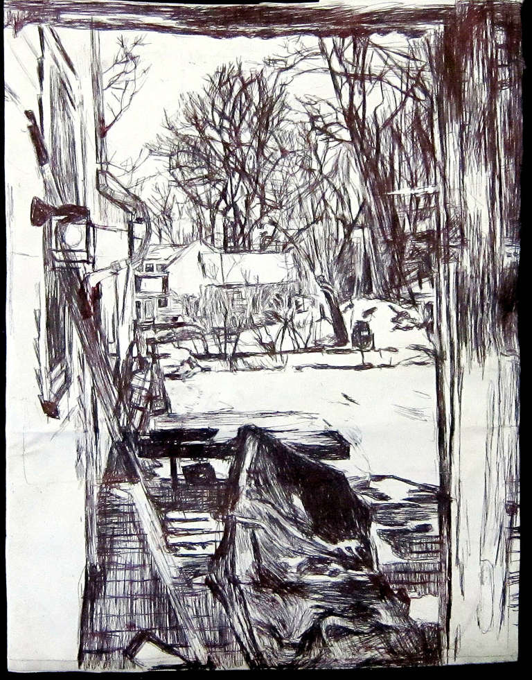 Stanley Lewis Landscape Art - View from Our Kitchen in Winter #1
