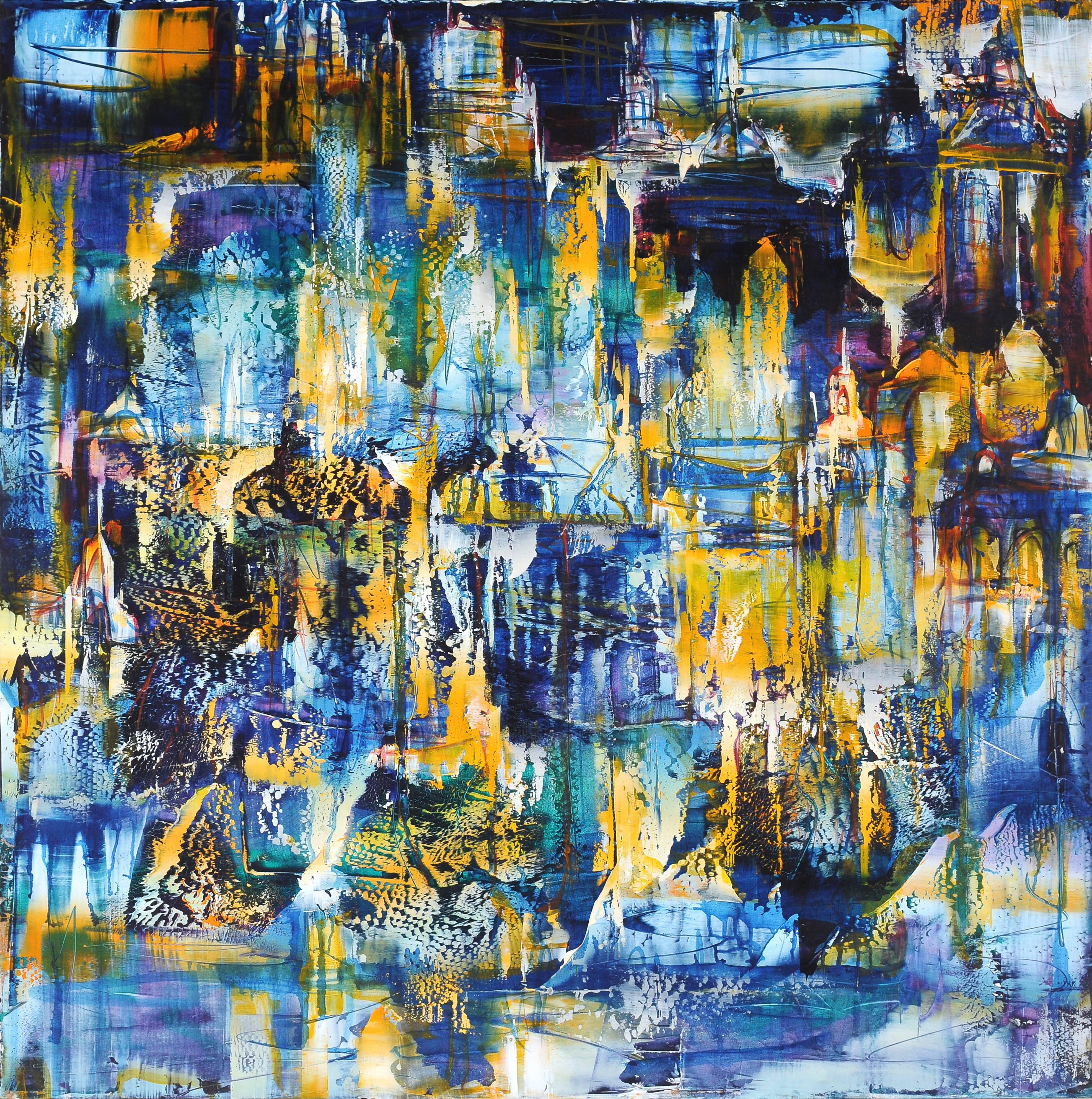 Mona Maria Ciciovan Abstract Painting - Sea Ice by M.M Ciciovan, Contemporary Abstract Oil Painting, 2012 