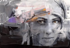 Pier Toffoletti "Face splash"Unique piece Mixed media on canvas Contemporary art