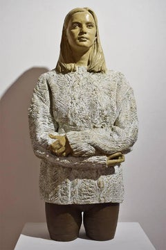 Giuseppe Bergomi "Ily-Maglione Bianco"Unique Piece Bronze Contemporary Sculpture