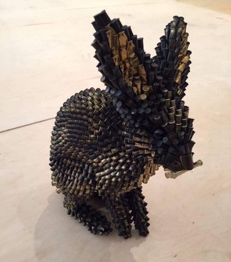 Federico Uribe Figurative Sculpture - Golden Brown Rabbit
