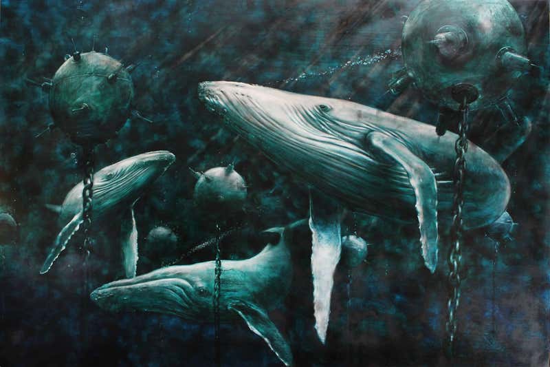 Jamie Wyeth A Dog And The Great White Shark Jaw At 1stdibs Jamie