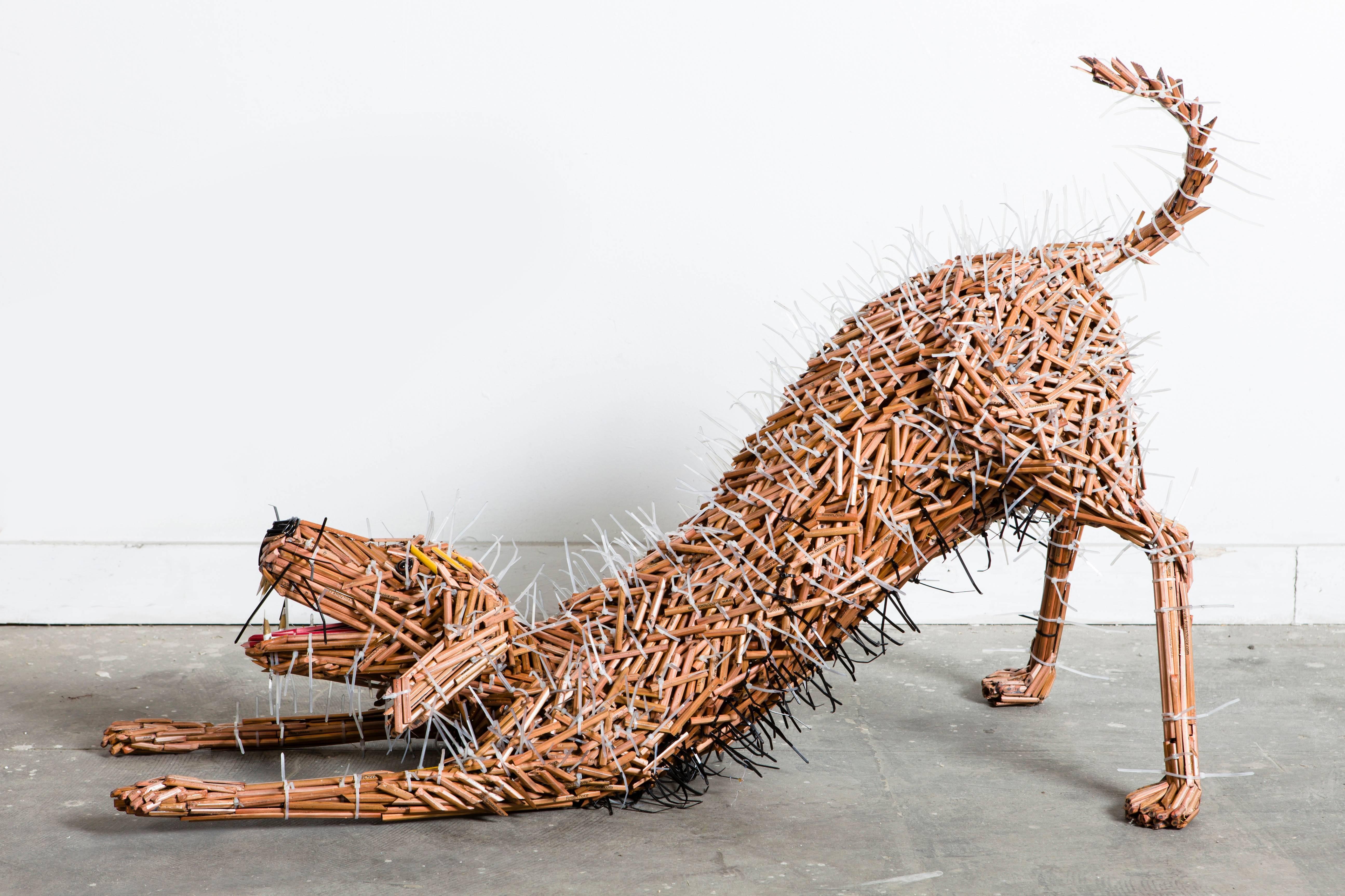 Federico Uribe Figurative Sculpture - Stretching Dog