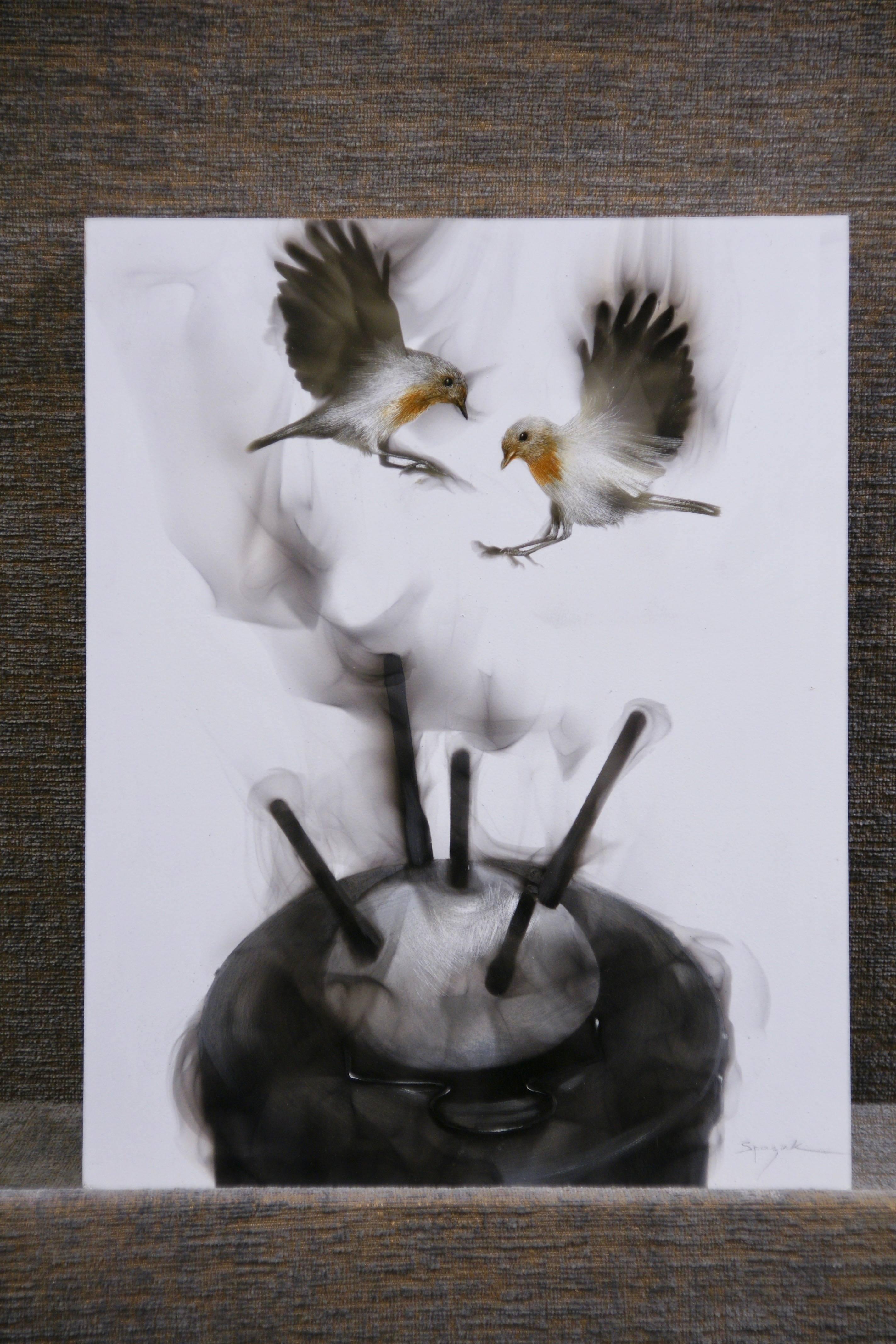 Land Mine - Gray Animal Painting by Steven Spazuk