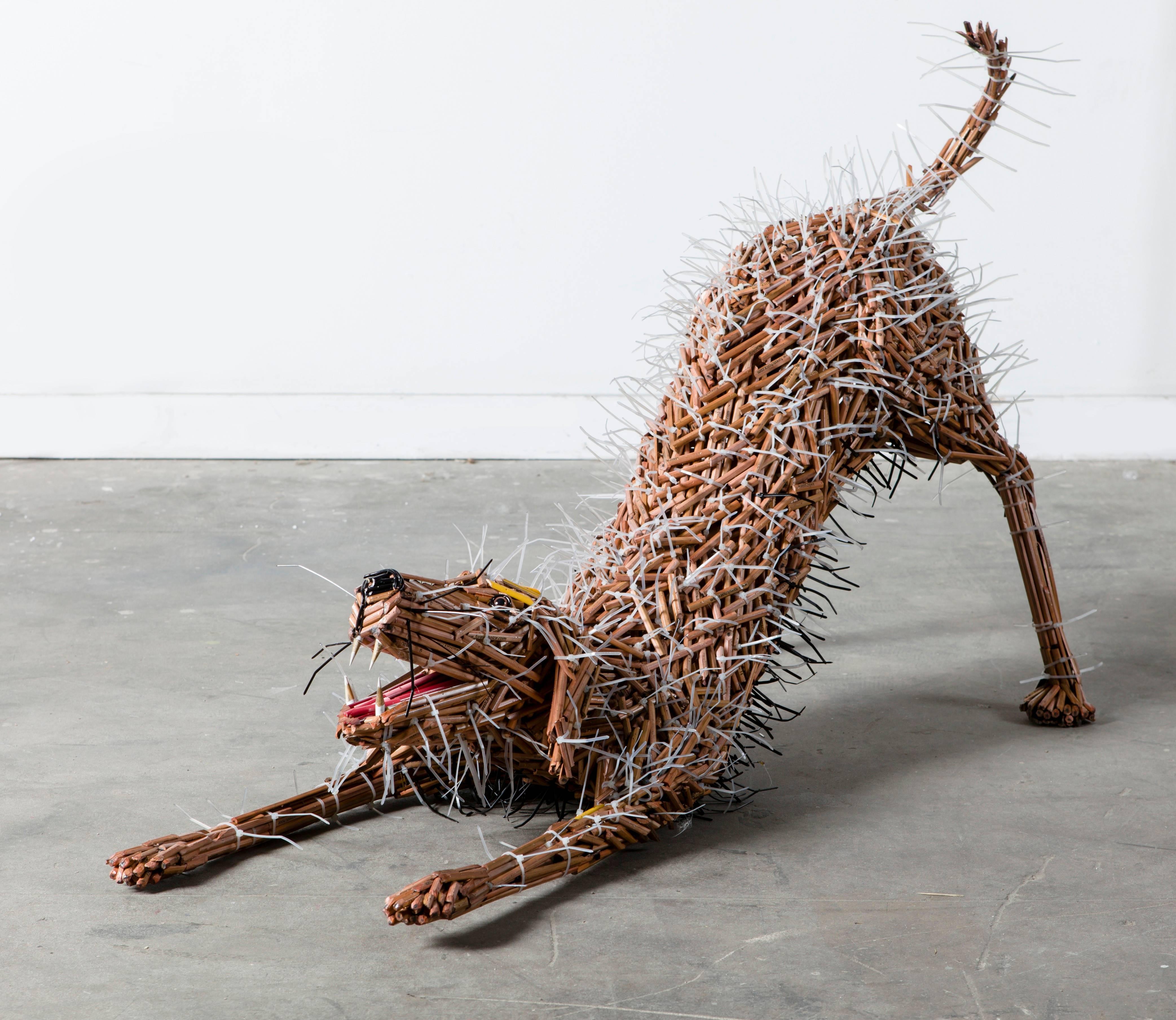 Stretching Dog - Sculpture by Federico Uribe