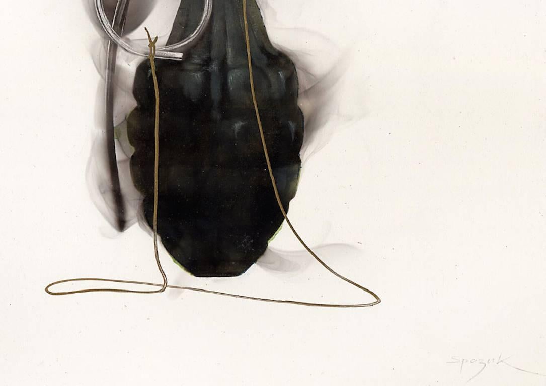 Swallow Strung to Grenade - Contemporary Print by Steven Spazuk