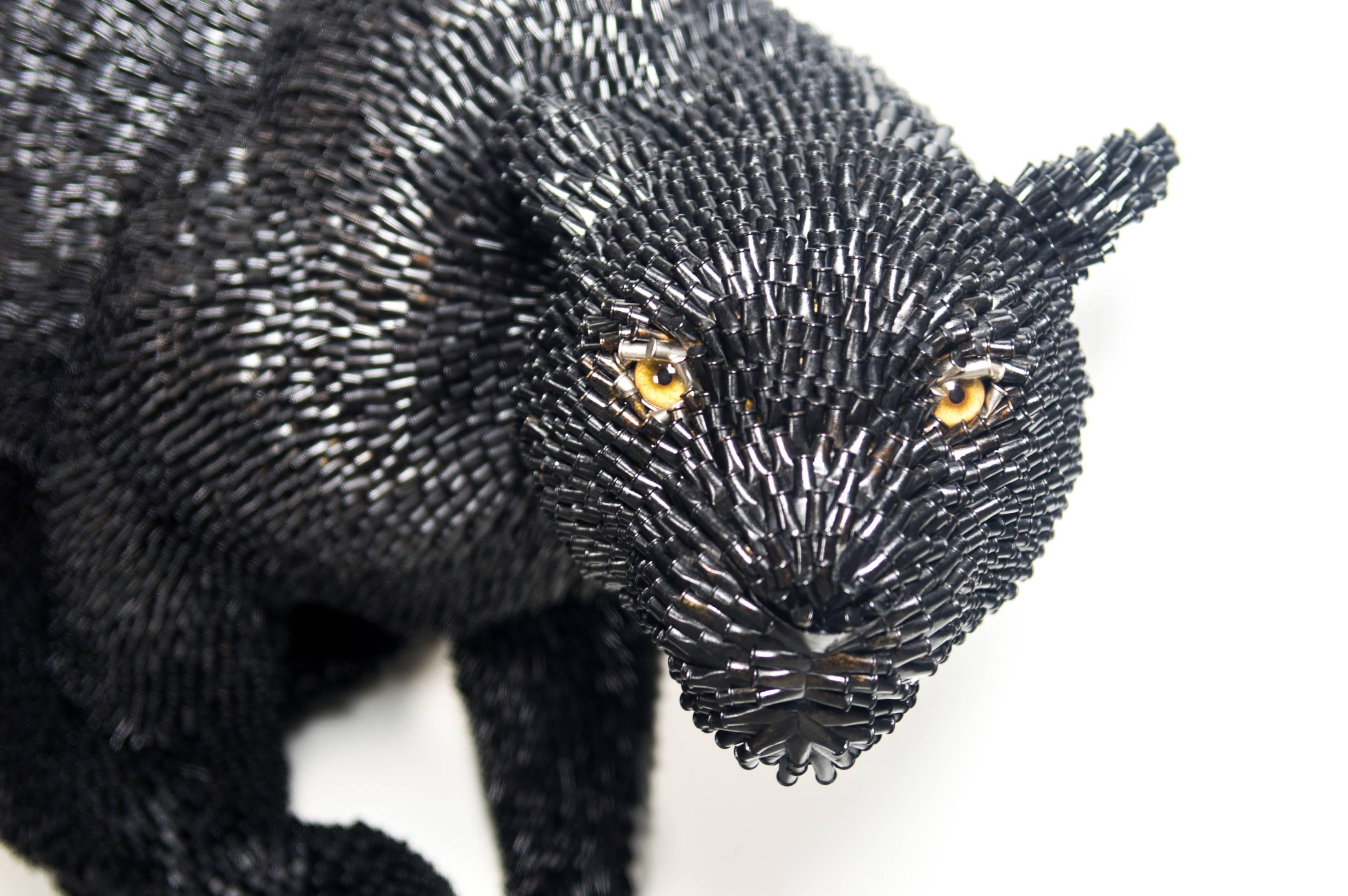 Schwarzer Panther (Zeitgenössisch), Sculpture, von Federico Uribe