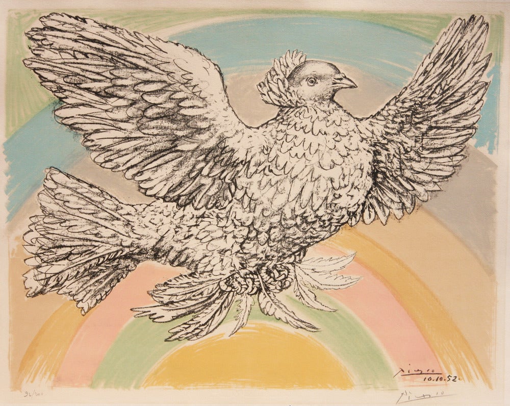 Pablo Picasso Animal Print - Flying Dove (in Rainbow)