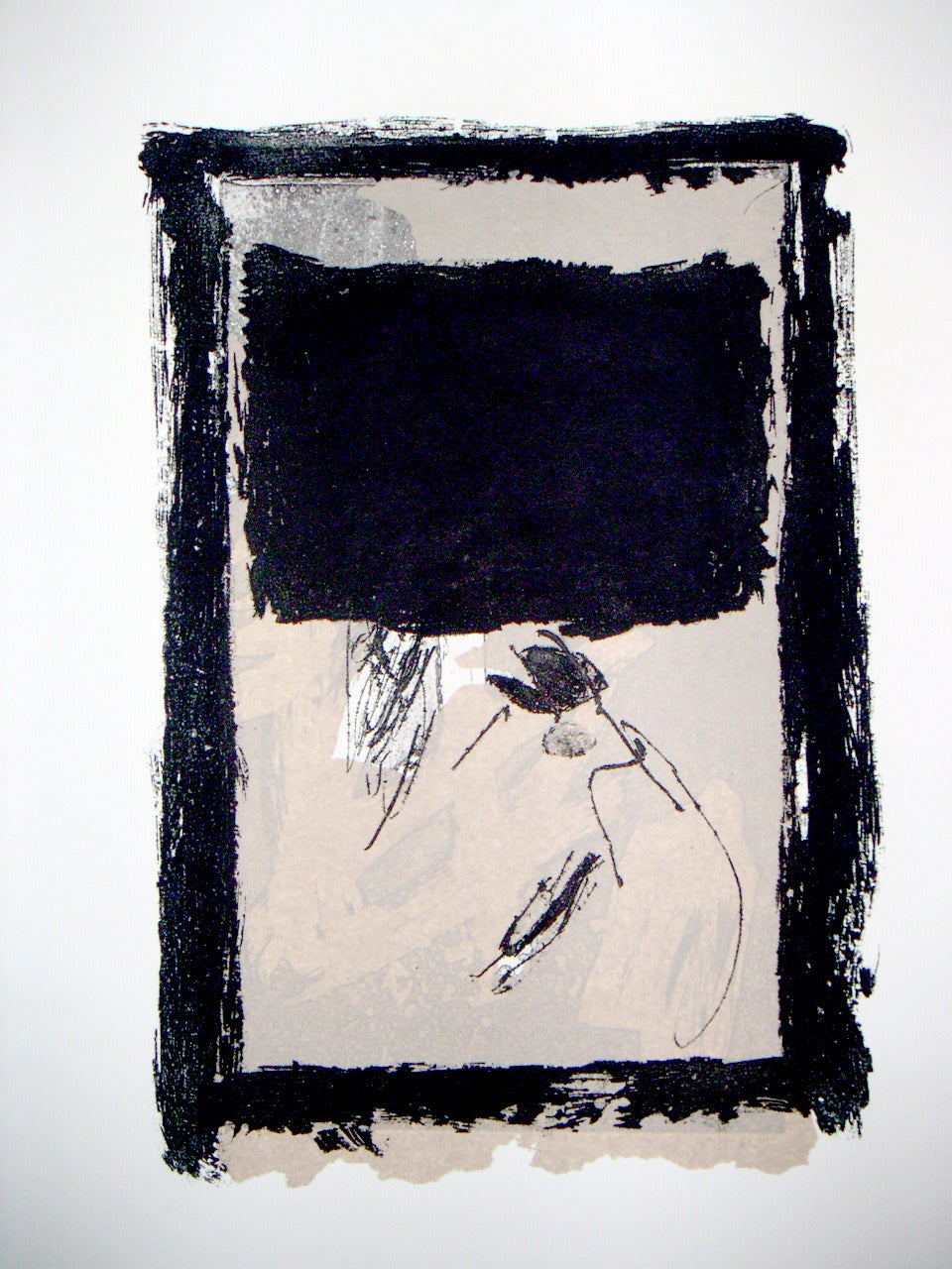 Antoni Tàpies Print - Rectangle Noir et Collage