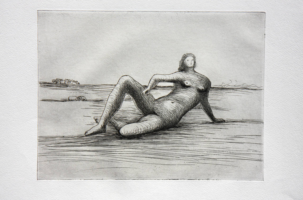 Henry Moore Nude Print - The Reclining Figure (Plate 4)