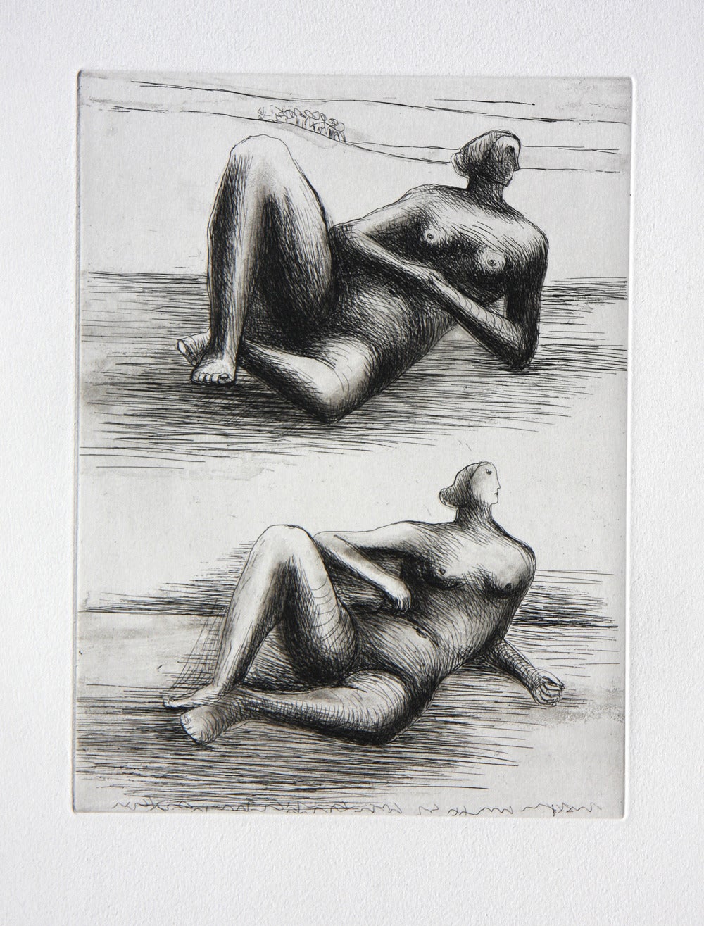 Henry Moore Nude Print - Two Reclining Figures