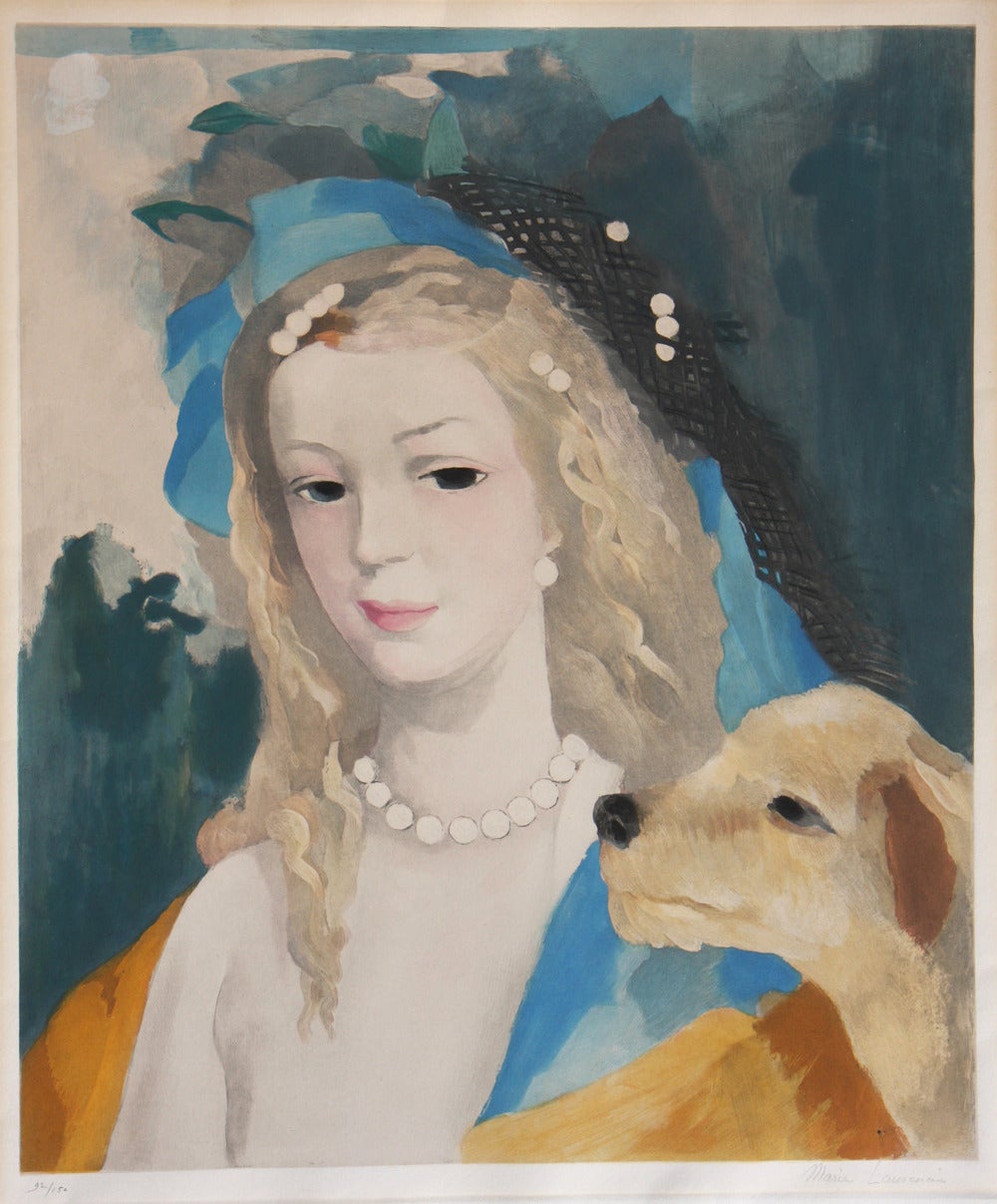 Marie Laurencin Portrait Print - Jeune Fille avec Chien