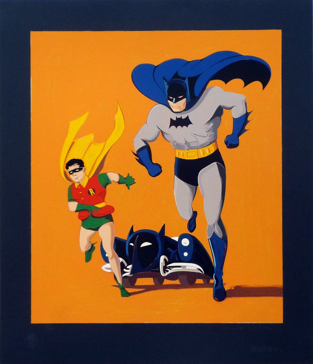 Mel Ramos Figurative Print - Batman, Robin and Batmobile