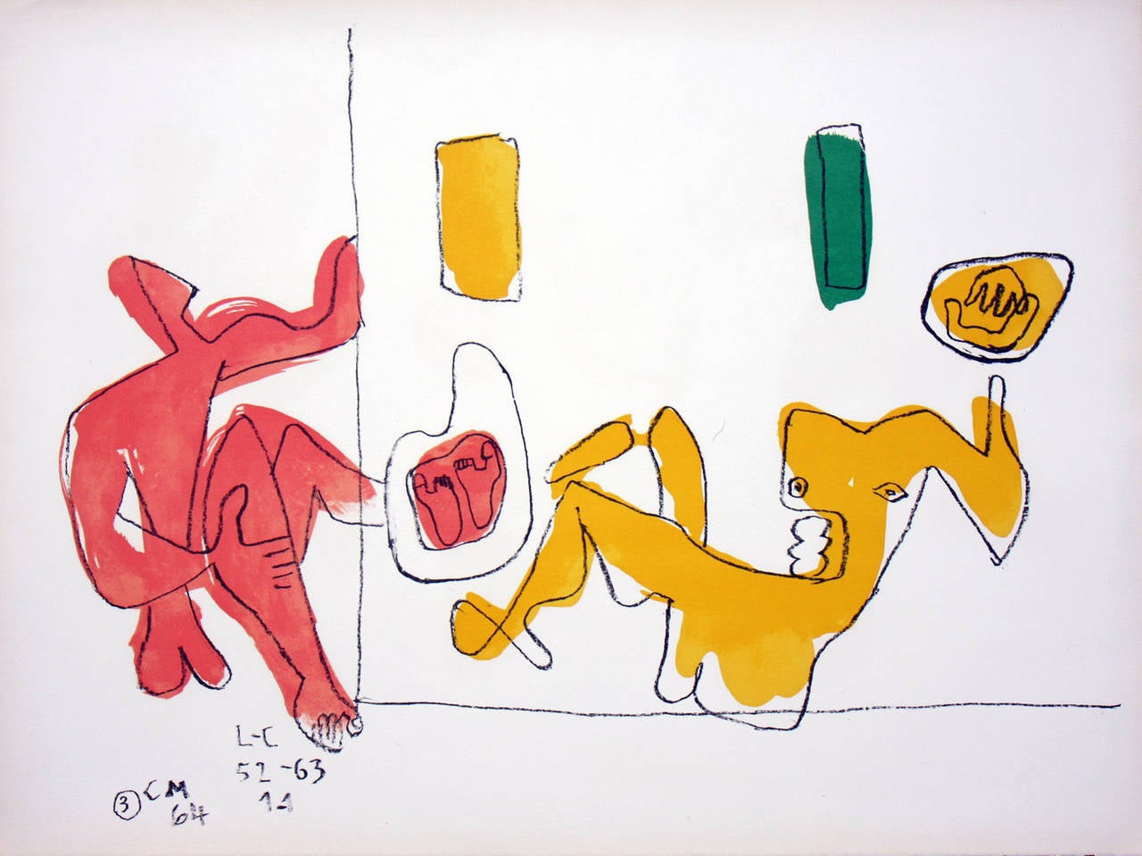 Le Corbusier Abstract Print - Touching Their Feet
