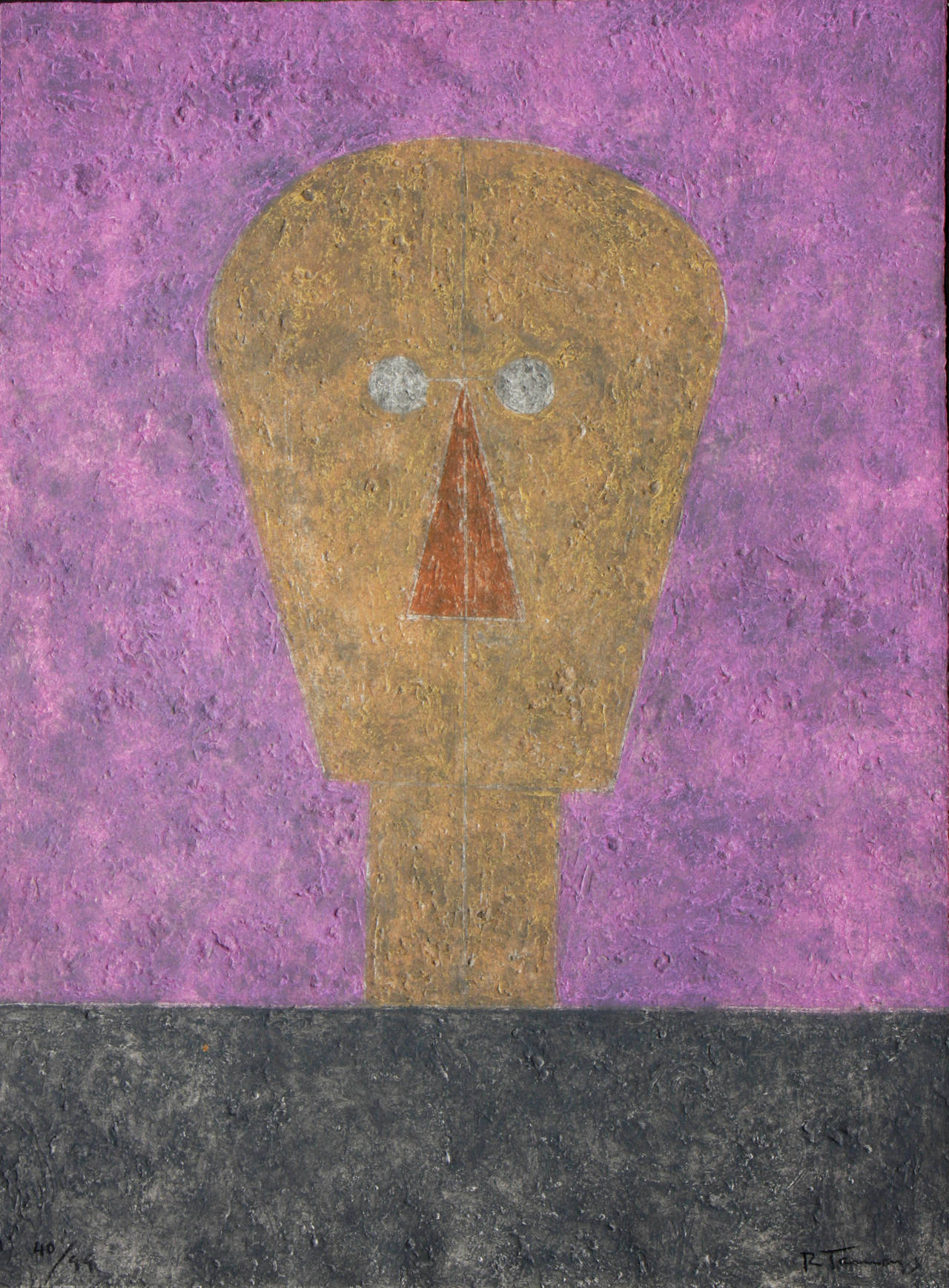 Rufino Tamayo Figurative Print - Cabeza Sobre Fondo Rosa