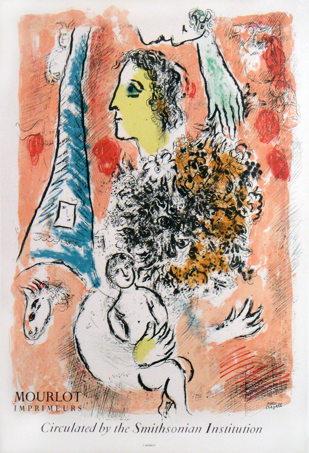 Marc Chagall Figurative Print - Chagall Posters "Offrande a la Tour Eiffel"
