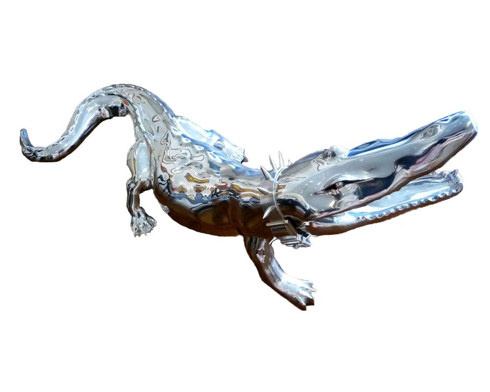 Crocodile with Collar (Aluminum) - Sculpture by Richard Orlinski