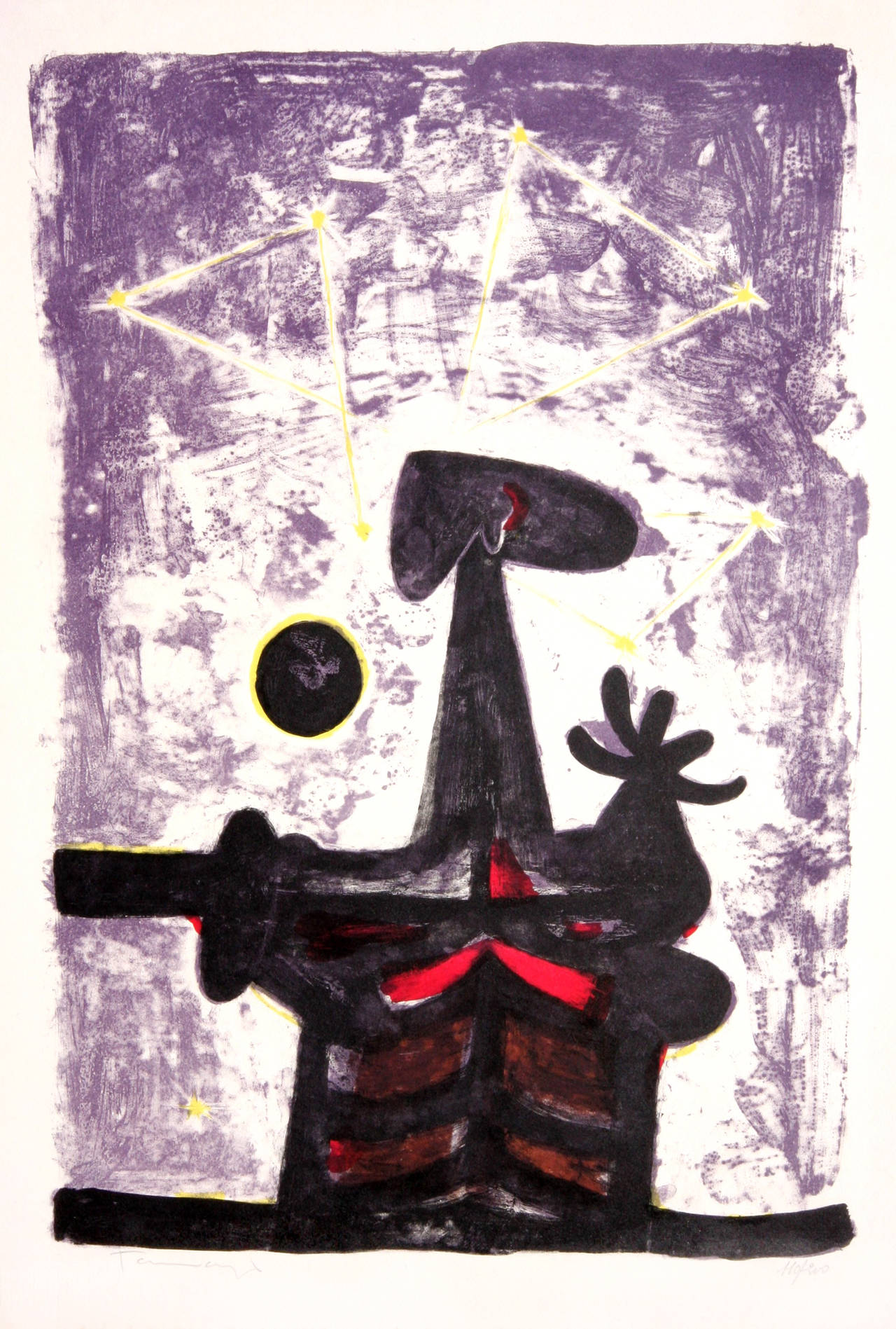 Rufino Tamayo Figurative Print - Hombre, Luna y Estrellas