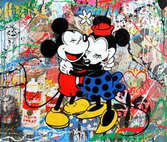 Mickey & Minnie Hug (Mixed Media)