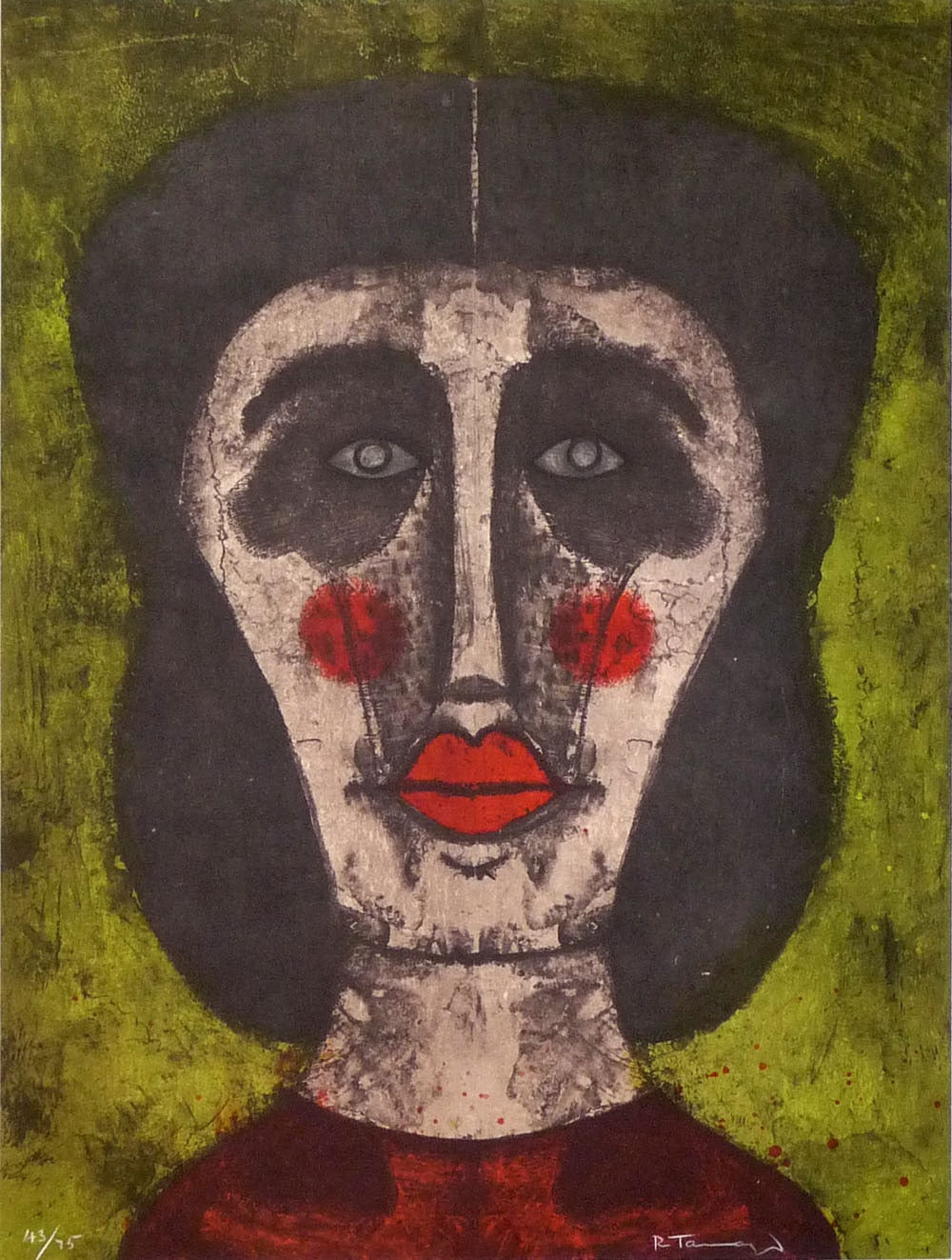 Rufino Tamayo Portrait Print - Cabeza de Mujer (P. 144)
