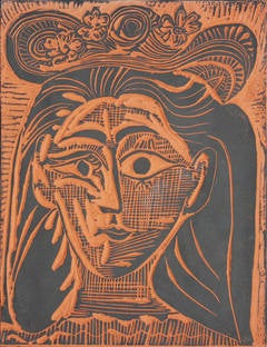 Vintage Picasso Ceramics: Femme au Chapeau Fleuri (AR 521)