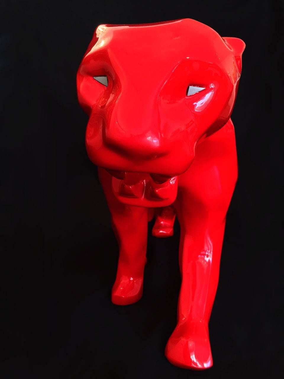 Panther in Red: Contemporary Sculptures For Sale 1