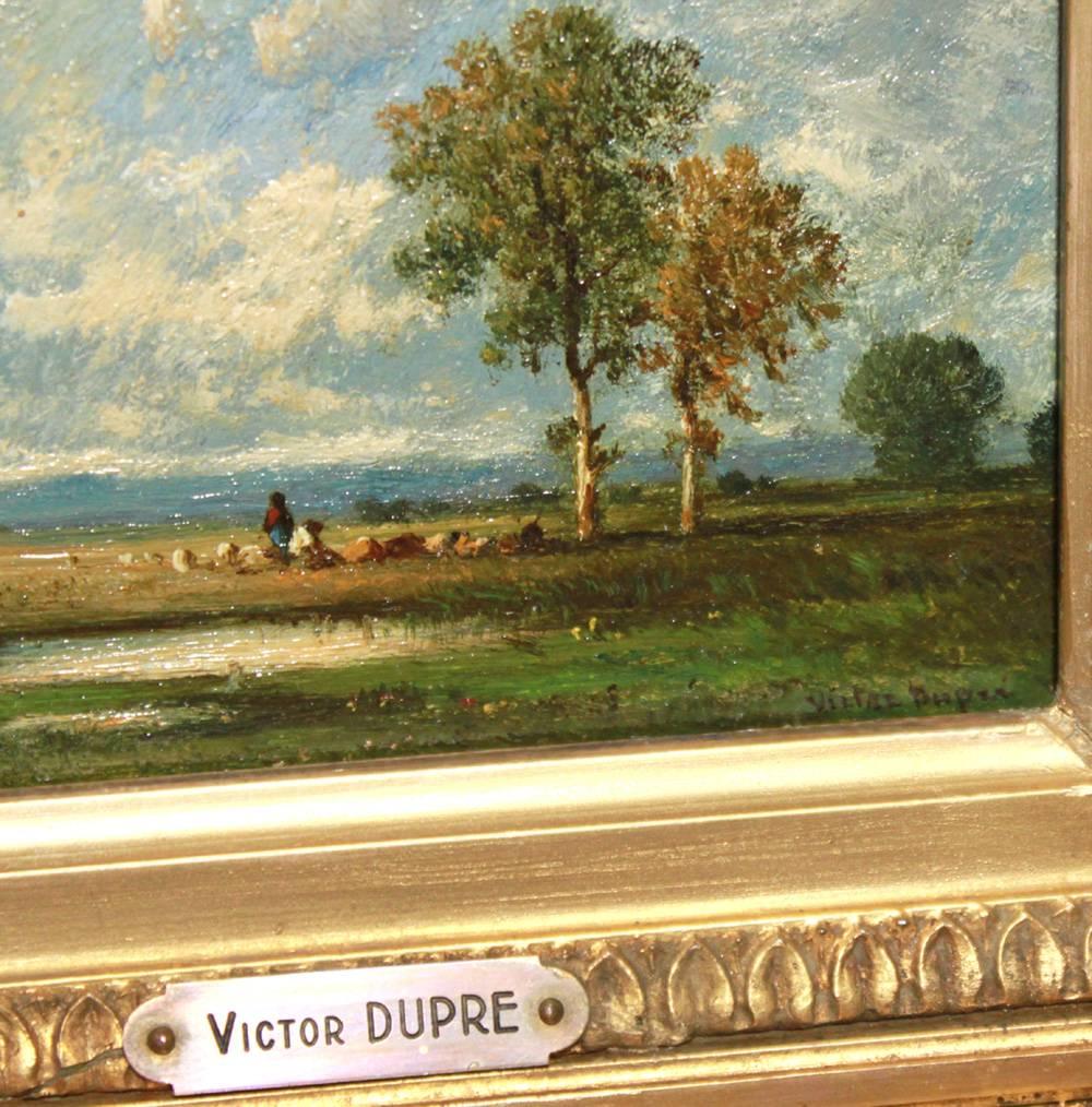 Paysage de Barbizon - École de Barbizon Painting par Léon-Victor Dupré