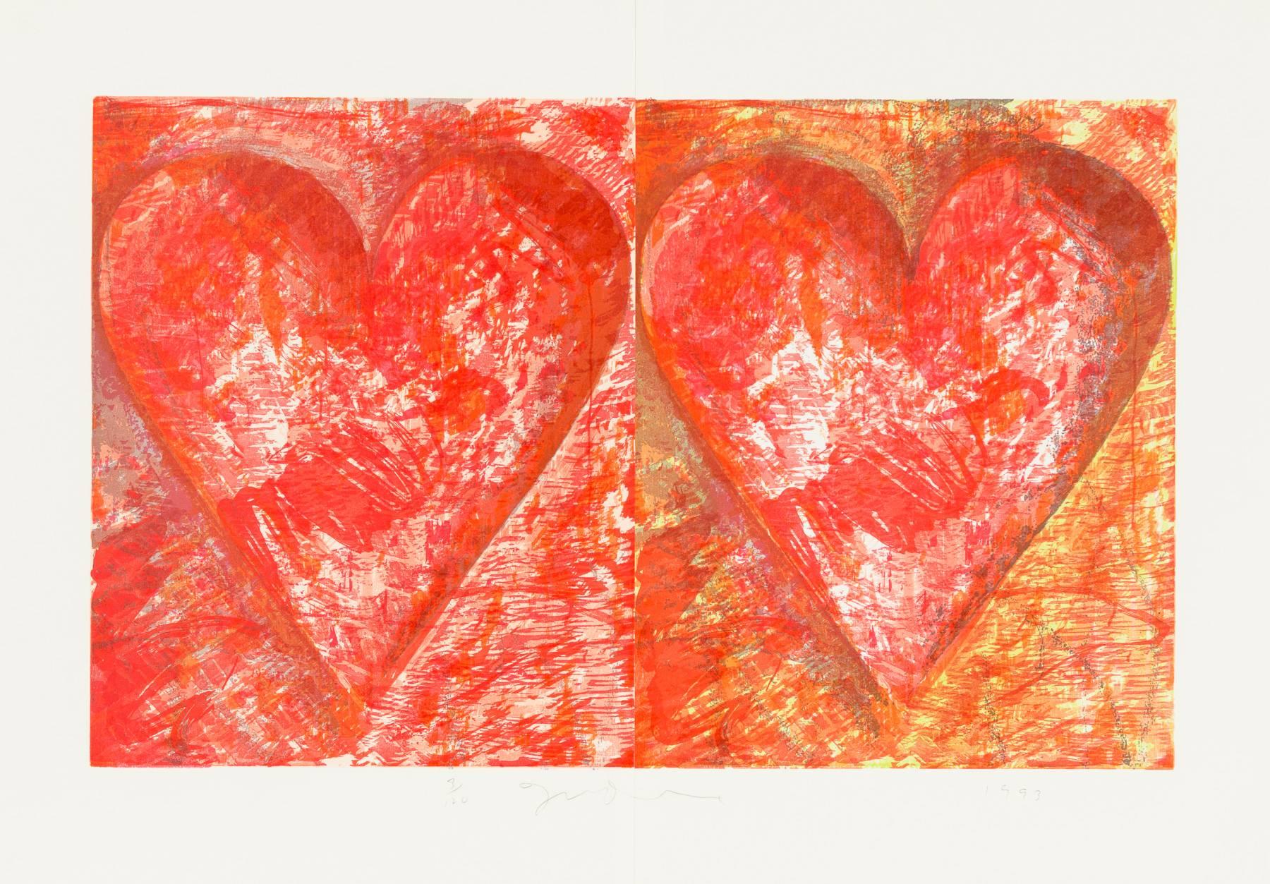 Jim Dine Still-Life Print - Two Red Hearts