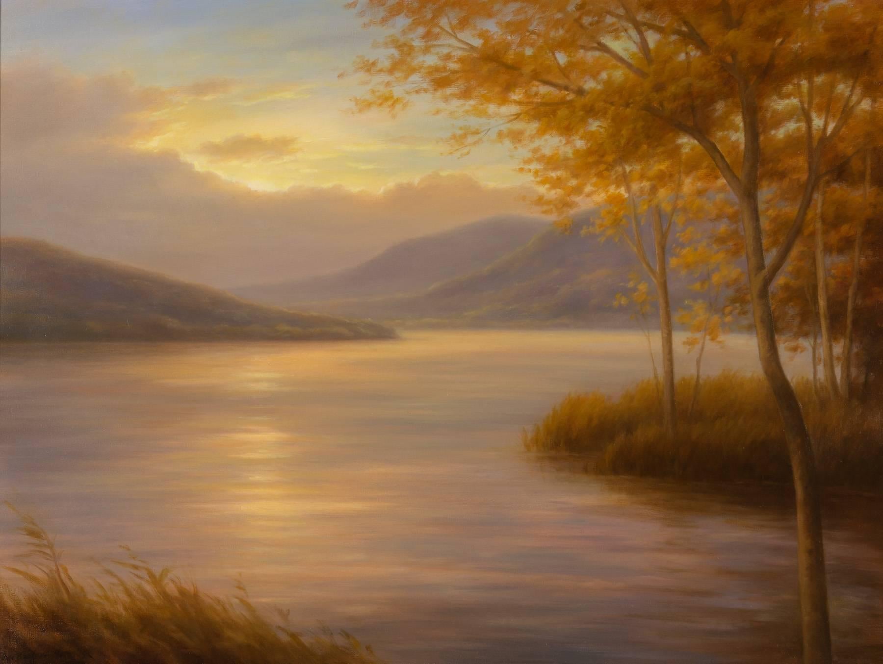 Jane Bloodgood-Abrams Landscape Painting - Water's Edge- Sunset