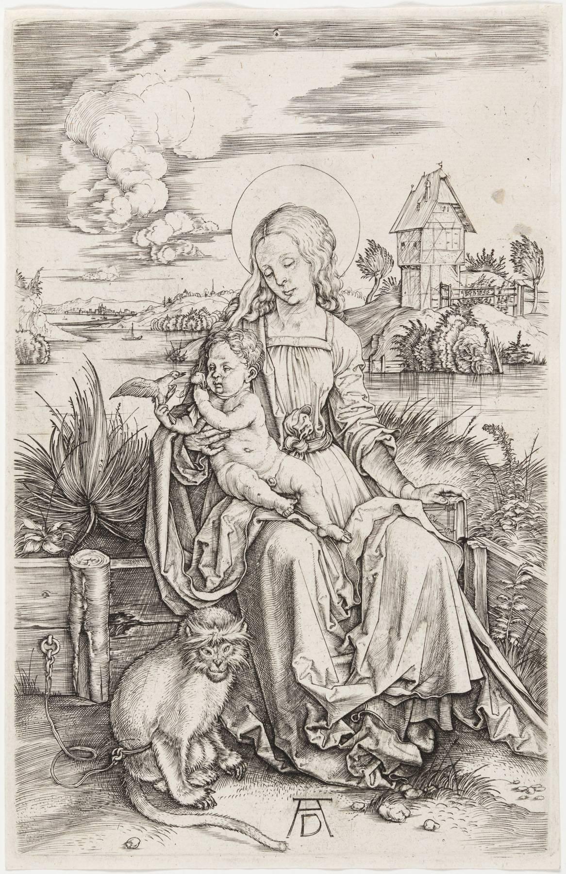 Madonna & Child avec le singe - Print de Albrecht Dürer