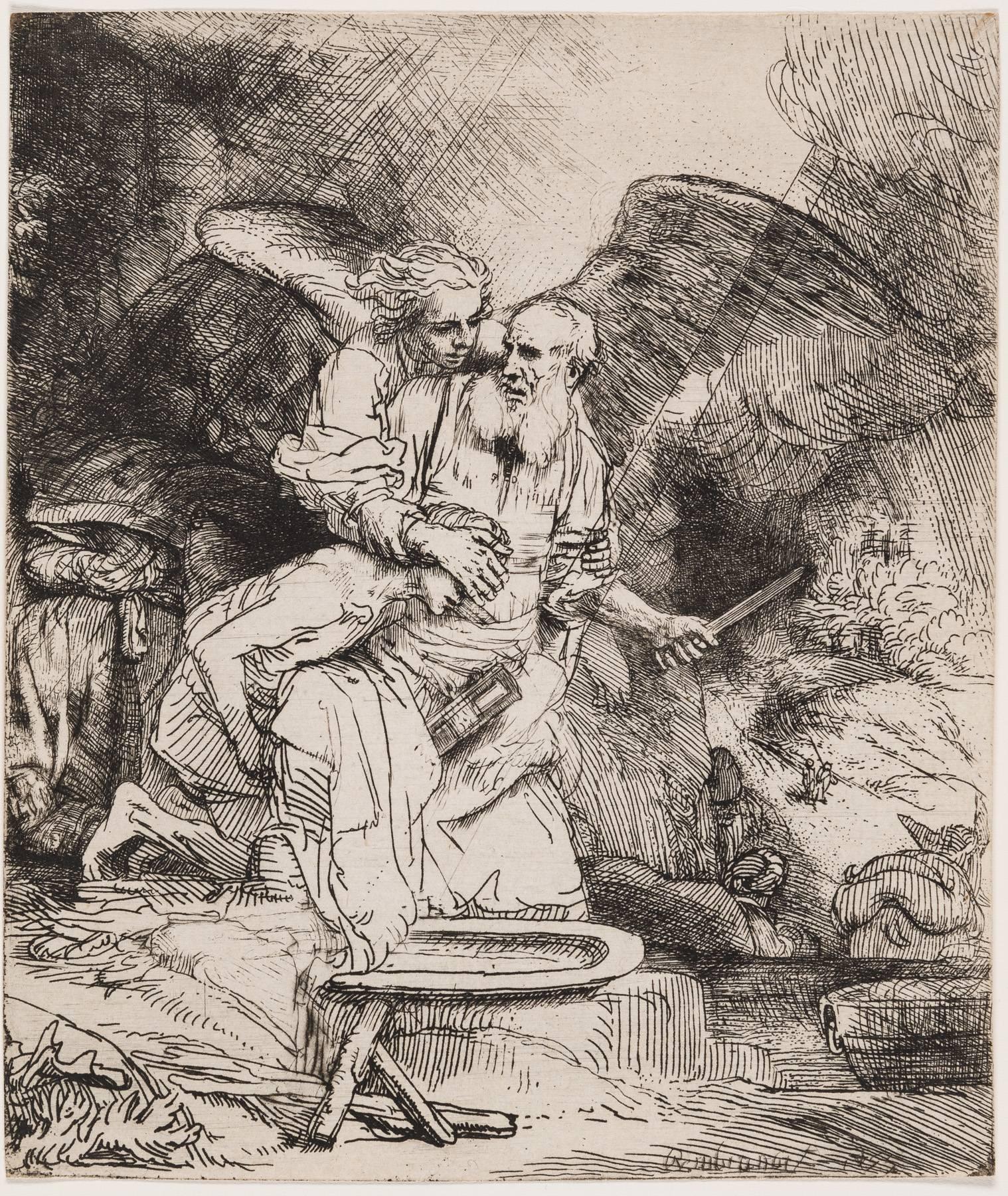 Rembrandt van Rijn Figurative Print - Abraham's Sacrifice