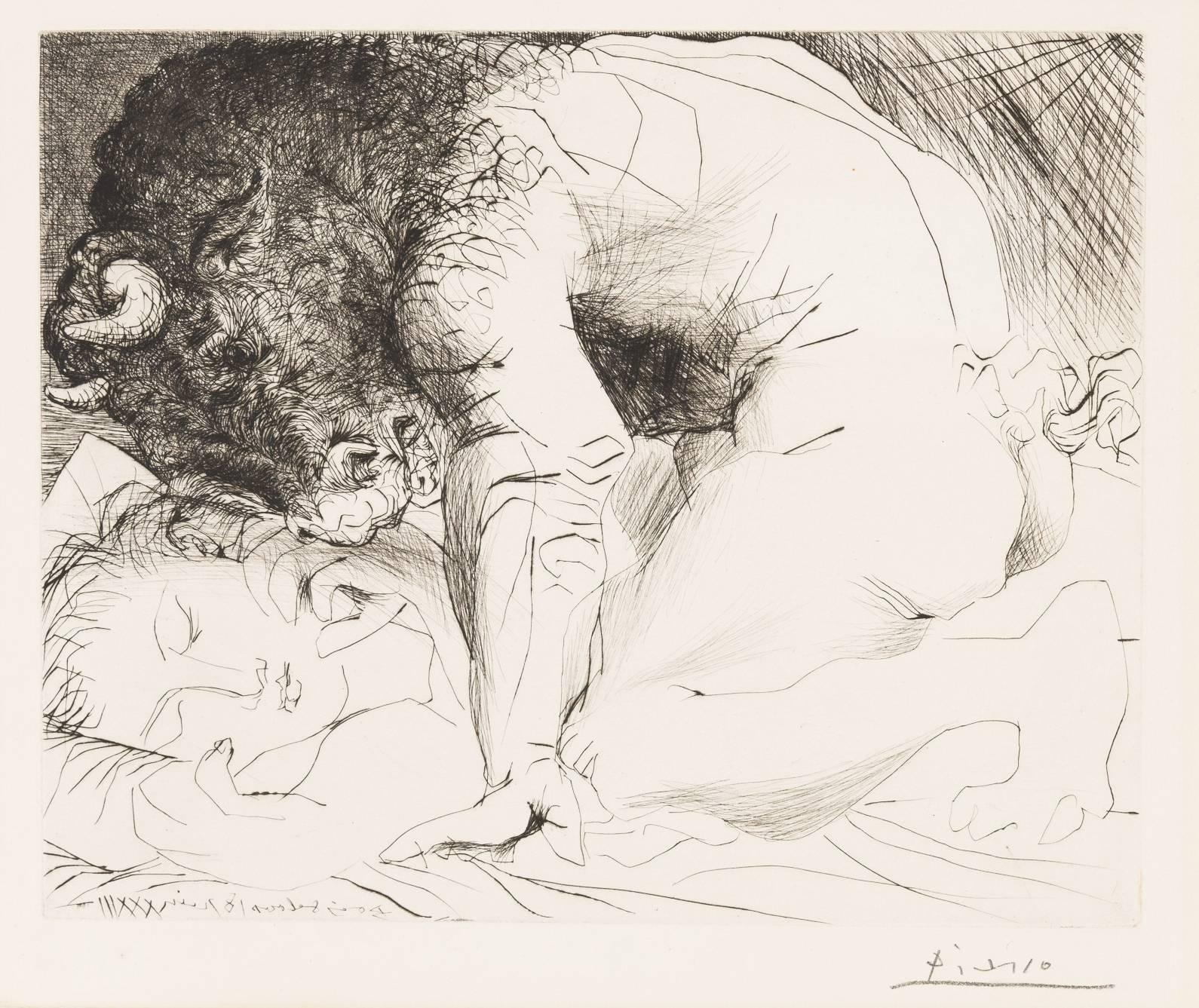 Pablo Picasso Nude Print - Minotaur Caressing the Sleeper