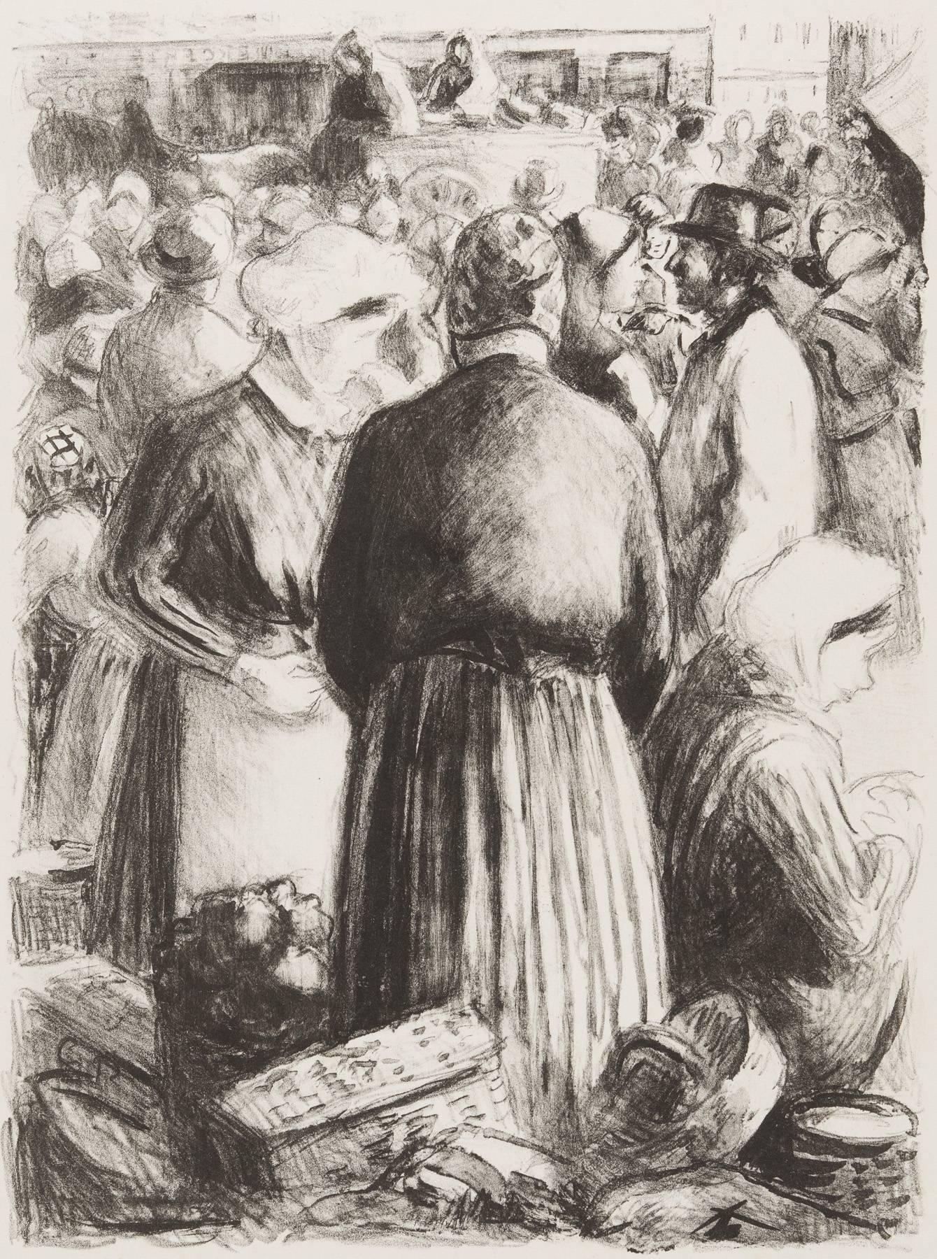 Camille Pissarro Figurative Print - The Market at Pontoise