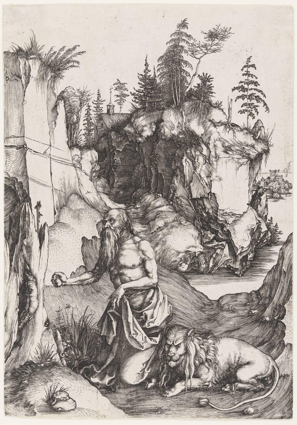 Albrecht Dürer Figurative Print - St. Jerome Penitent in the Wilderness