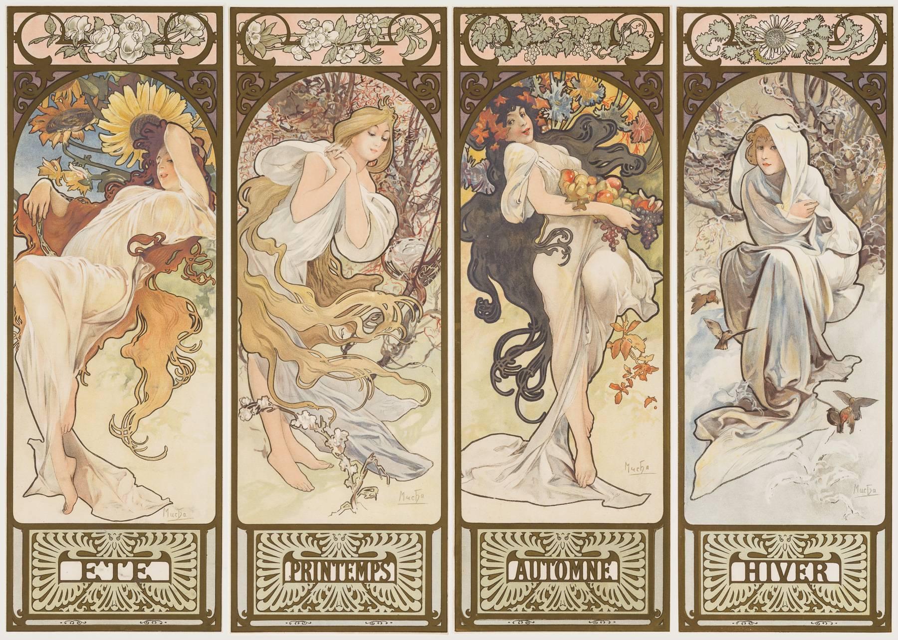 Alphonse Mucha Figurative Print - The Seasons