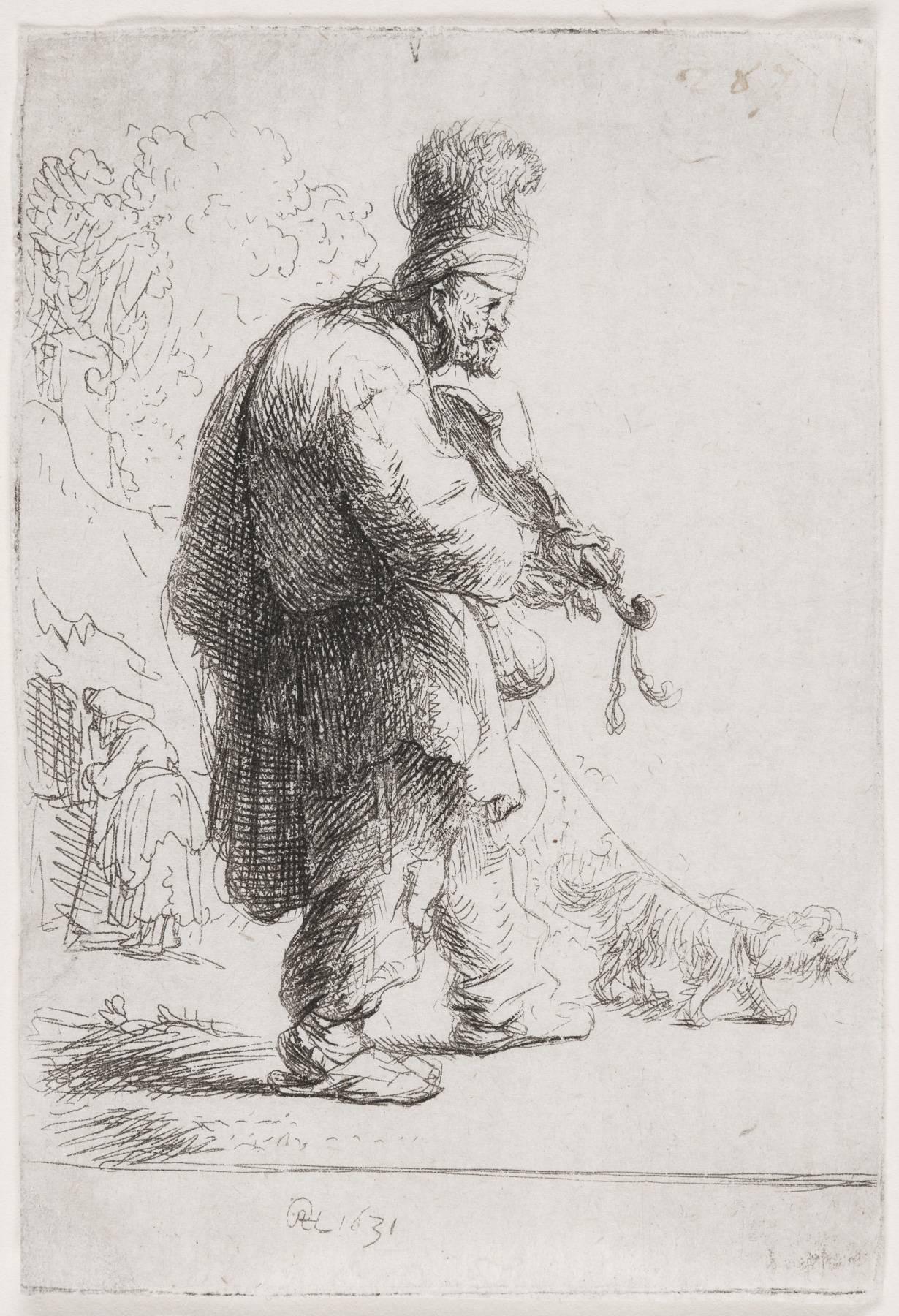 Rembrandt van Rijn Figurative Print - The Blind Fiddler