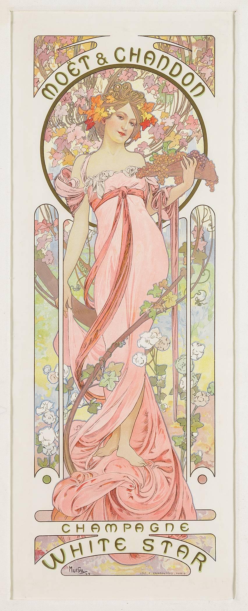 Alphonse Mucha Figurative Print - MOËT & CHANDON: CHAMPAGNE WHITE STAR