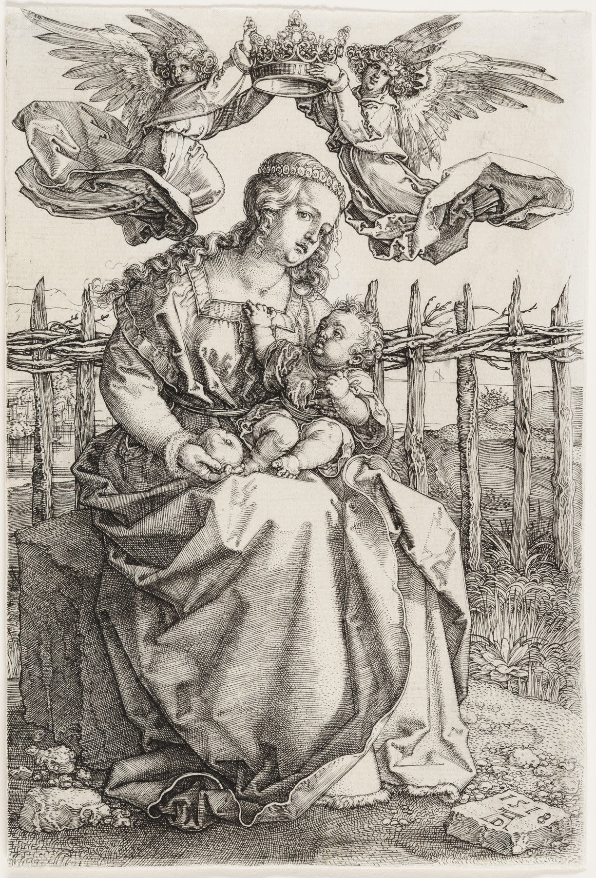 Albrecht Dürer Figurative Print - Madonna Crowned by Two Angels