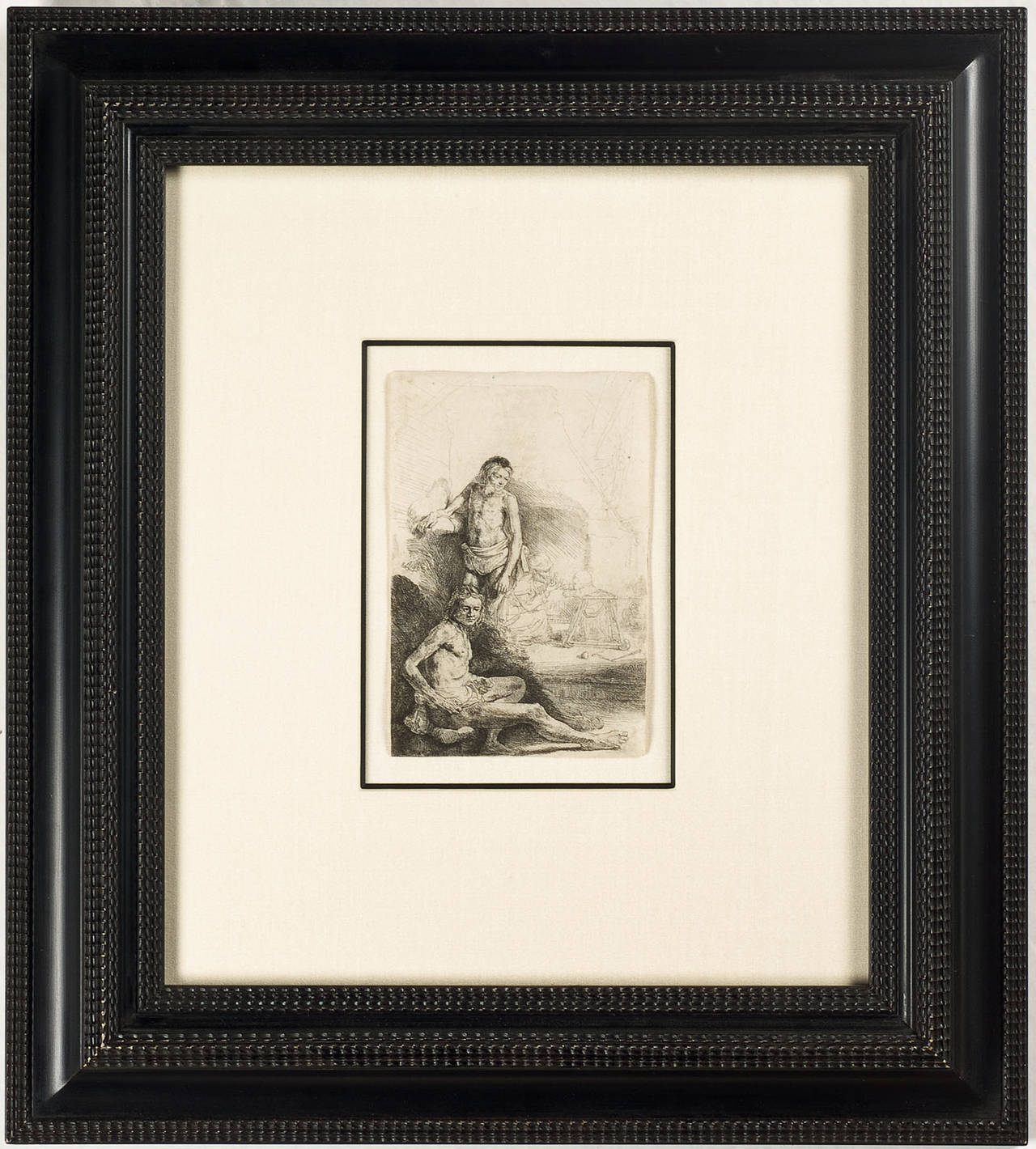 NUDE MAN SEATED AND ANOTHER STANDING, .... - Print by Rembrandt van Rijn