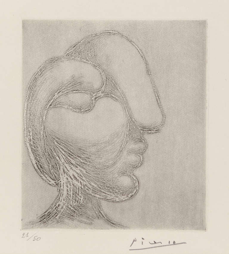 Pablo Picasso Portrait Print - TETE DE FEMME or SCULPTURE. PROFIL DE MARIE-THERESE