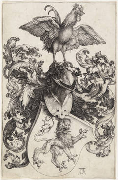 COAT OF ARMS WITH LION AND ROOSTER