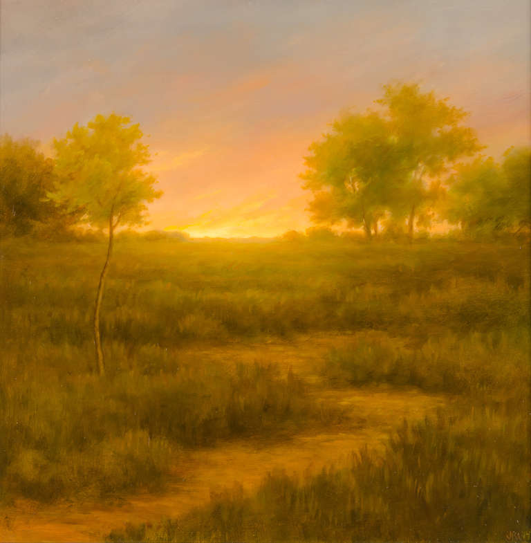 Jane Bloodgood-Abrams Landscape Painting - Hill Path Sunset
